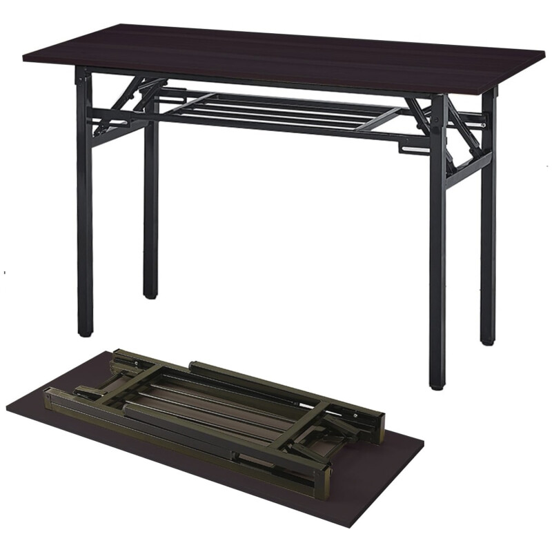 Escritorio con Base Plegable y Estante de 120x40cm Marrón