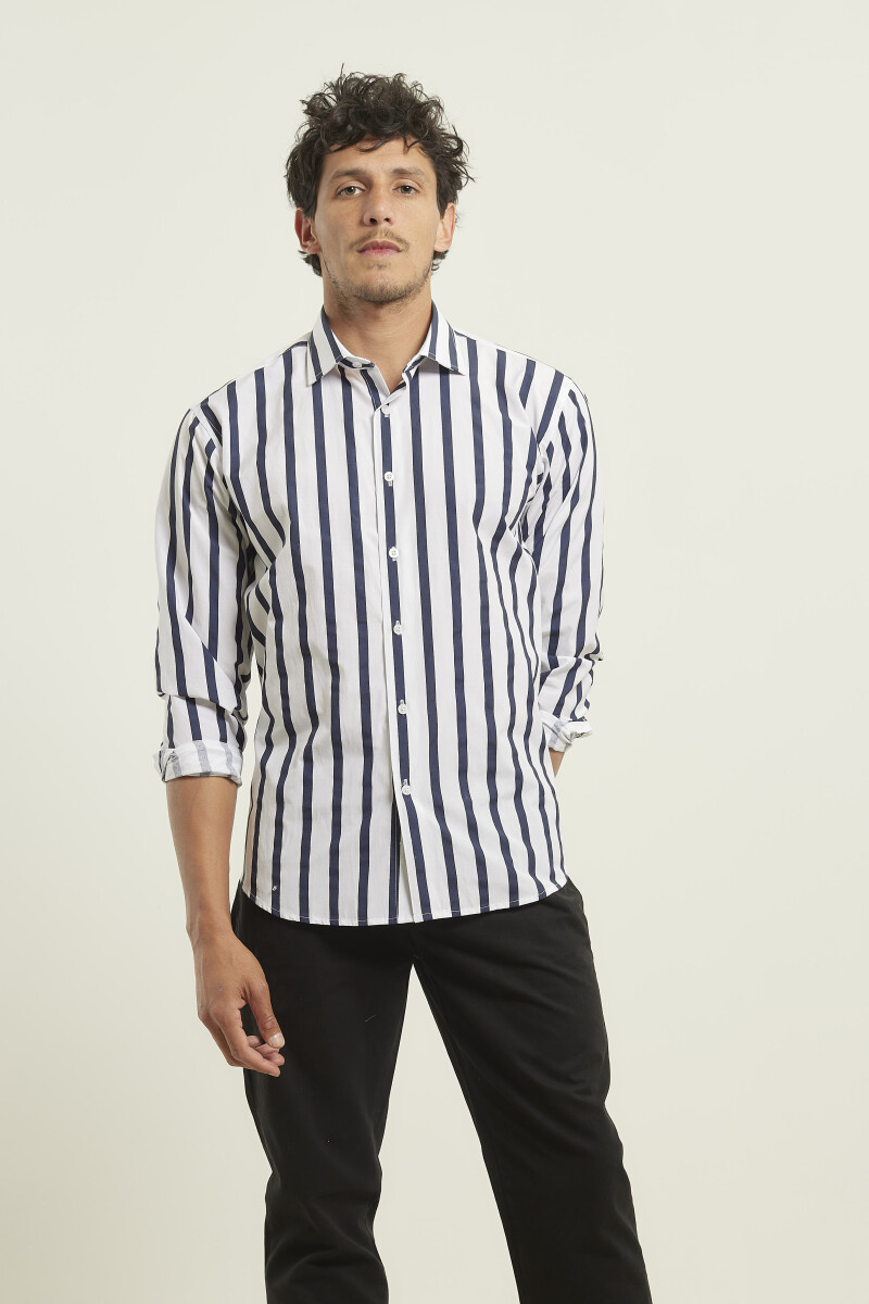 CAMISA HARRINGTON LABEL - Blanco/negro 