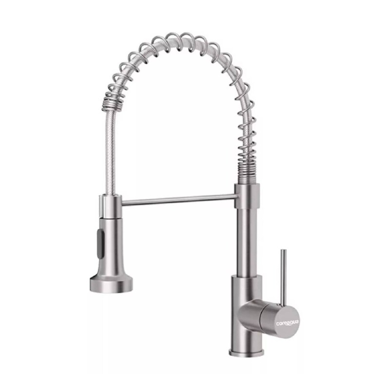 Canilla Monomando Lavaplatos Flexible Griferia Cocina Plateado/Gris