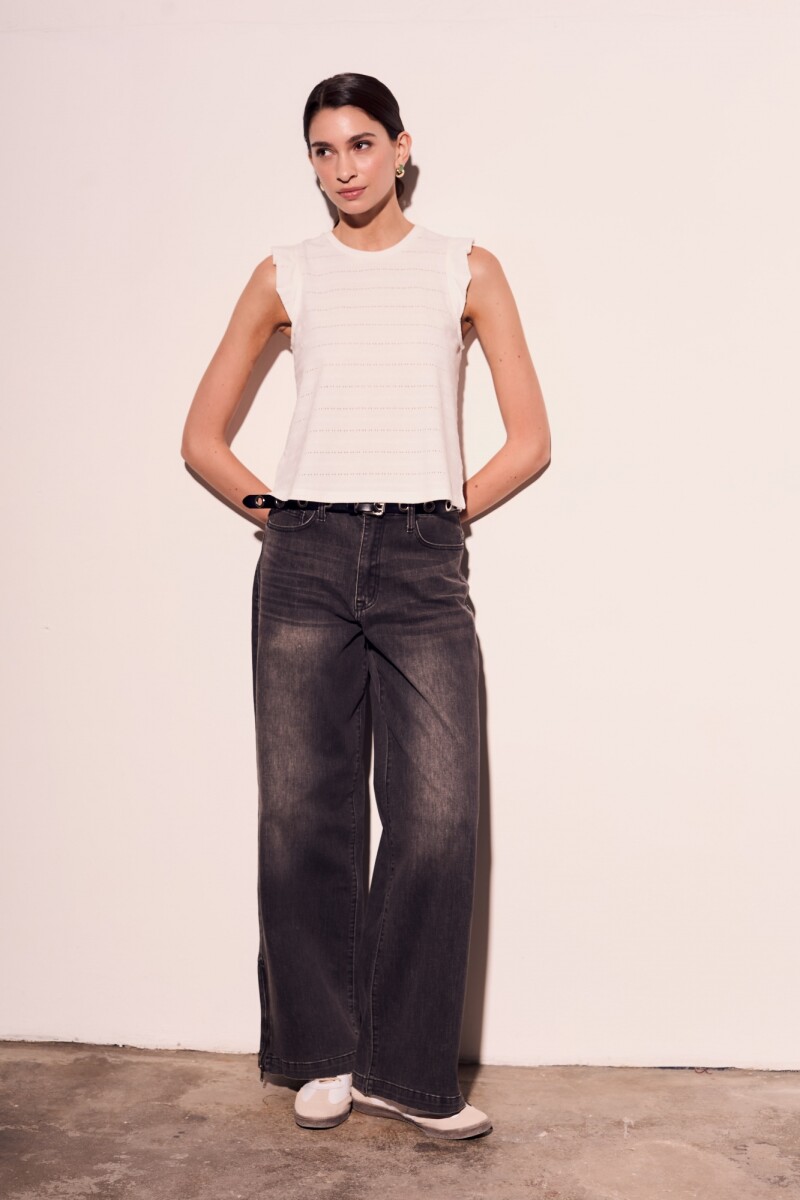 Remera Texturada Manga Tablitas Blanco