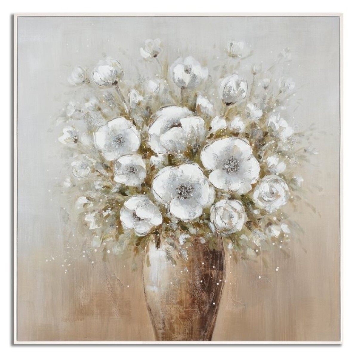 CUADRO CANVAS 60x60cm MARCO FLORES BLANCAS 2 