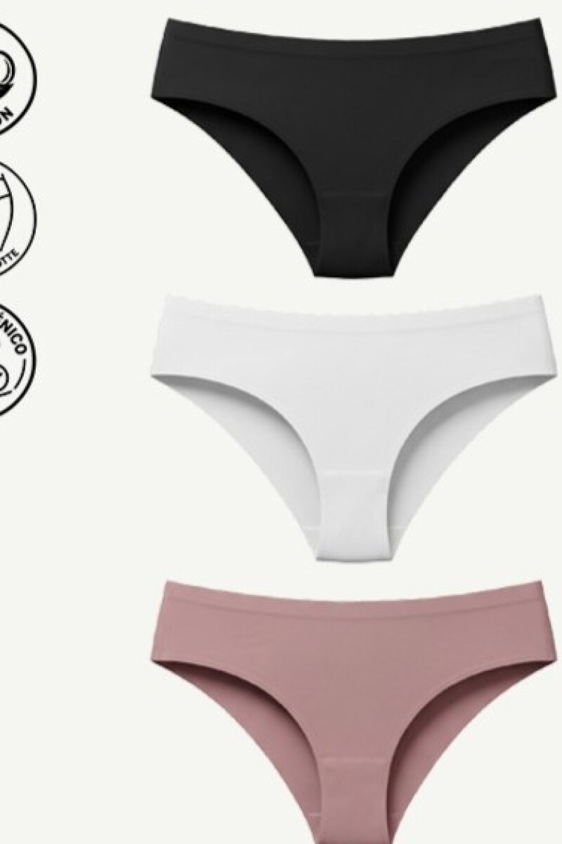 Coulotte Sin Costura. Pack de 3 unidades VARIANTE - Negro - Avellana y Blanco