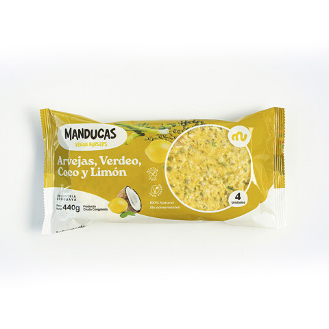 Hamburguesas arvejas, verdeo, coco y limón x4 unidades Manducas Man Arv Verdeo Coco Y Limon *4