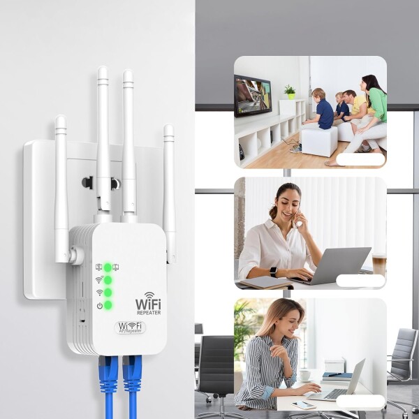 Extensor Wifi Repetidor Doble Banda Router Modem 4 Antenas Variante Color Blanco