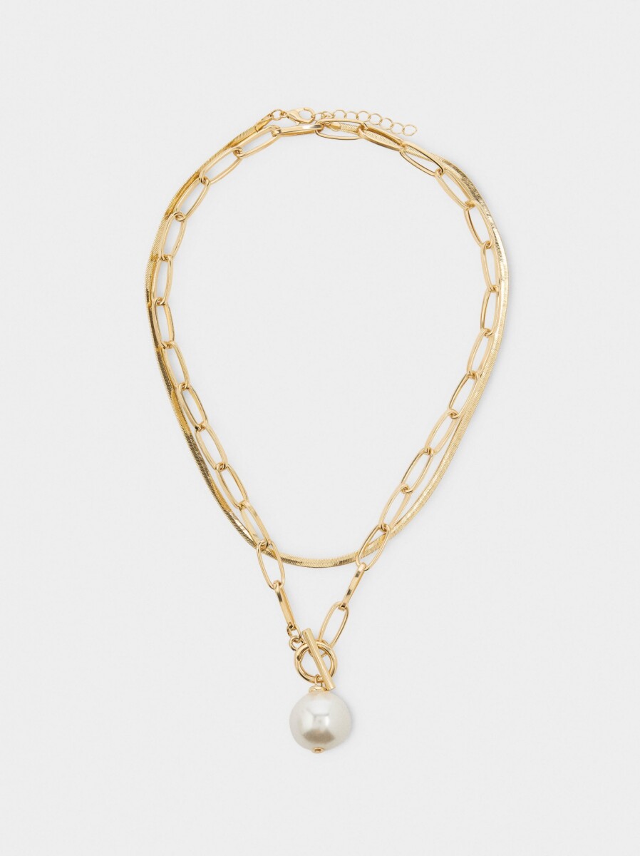 Set De Collares Cortos Con Colgante De Perla - blanco 