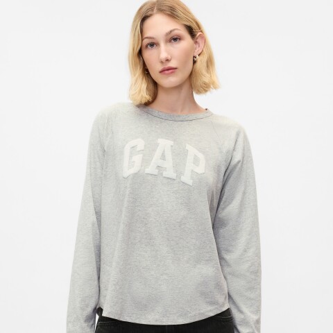 FRCH LS ORGANIC VINTAGE CREW LOGO LIGHT HEATHER GREY B08
