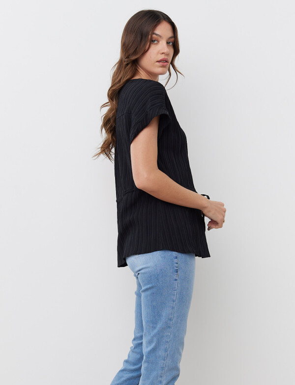 Blusa Algodon Escote V NEGRO