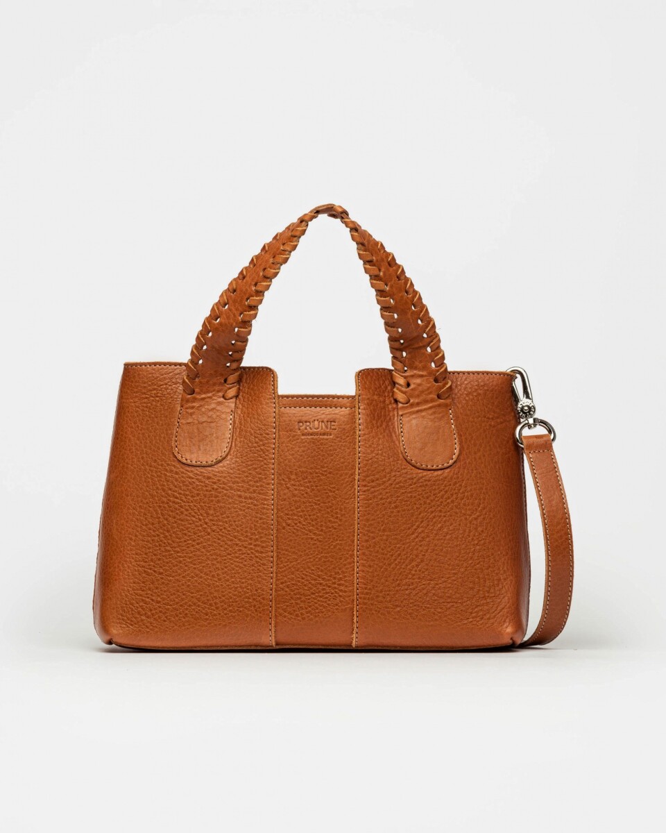 Cartera de mano The Braided en cuero vegetal liso - Marron 