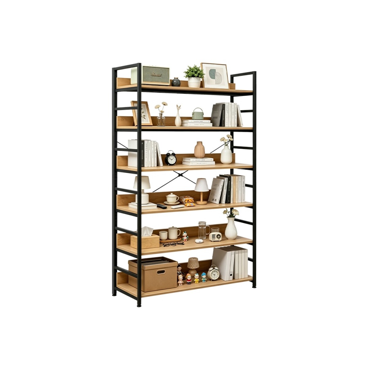 Estantería Moderna 6 Estantes 100x30x175cm Mövi - MARRON 