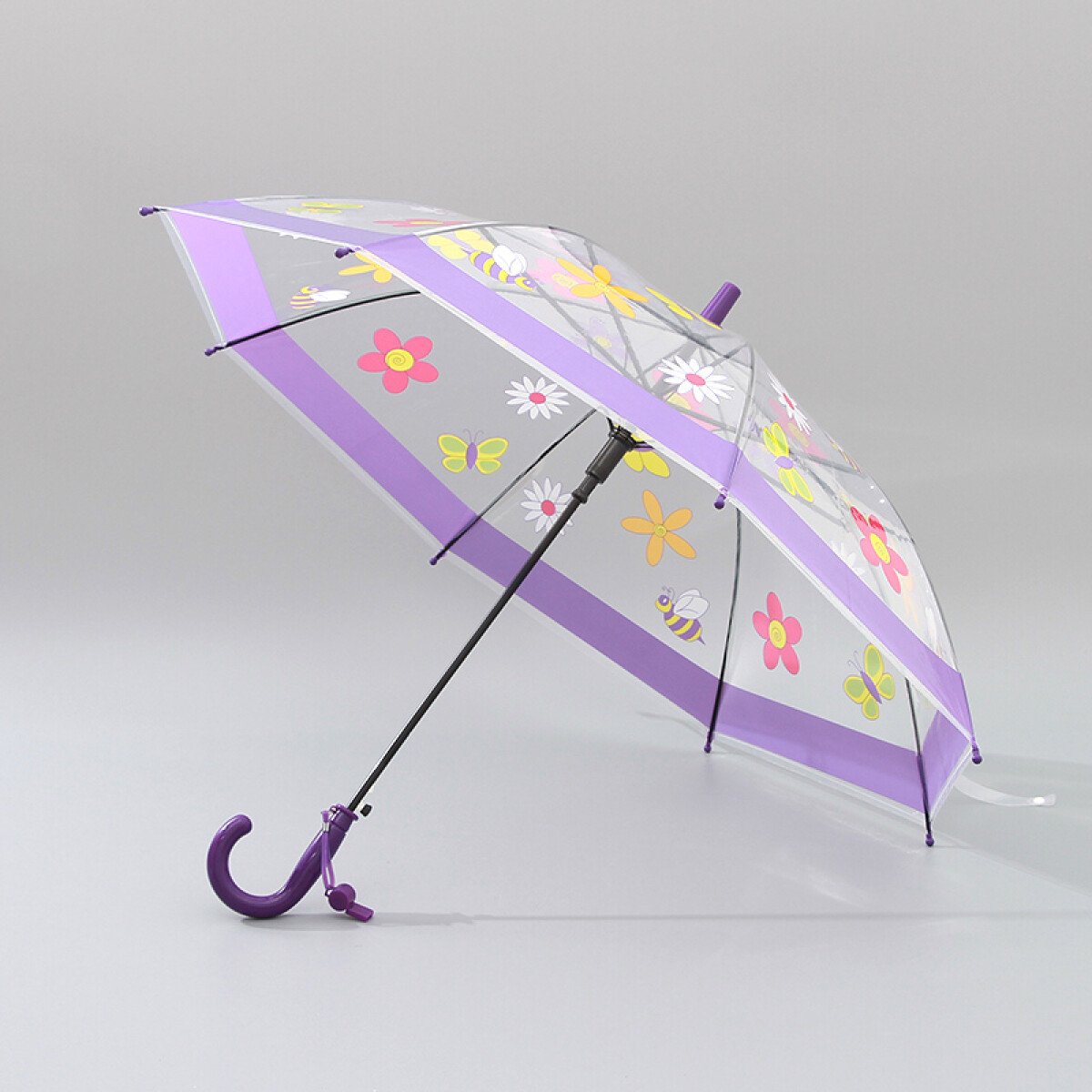 Paraguas Infantil Transparente Con Silbato - Flores - Unica 