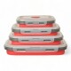 Set X4 Taper Contenedor Silicona Plegables Tapa Plastico Hermetica Rojo