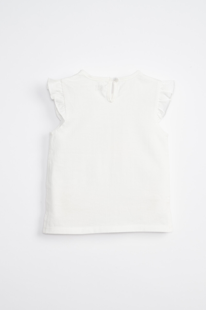 Camiseta sin manga volados Estampa Summer Blanca