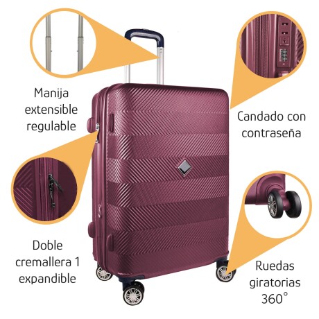 Valija Pequeña Carry On 4 Ruedas 360° Cierre Expansión Bordó