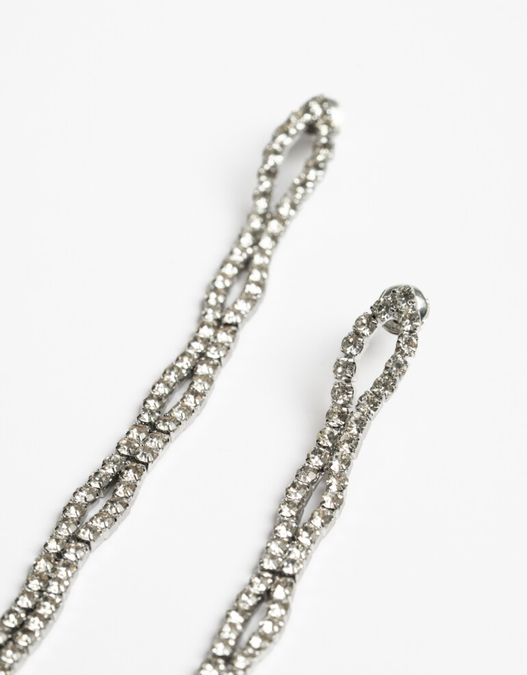 Aros Colgantes Largos Strass Aros Largos Strass - Cristal