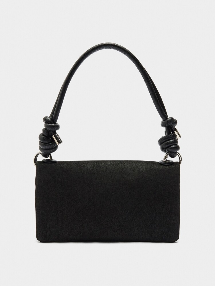Cartera Efecto Piel Con Asa negro