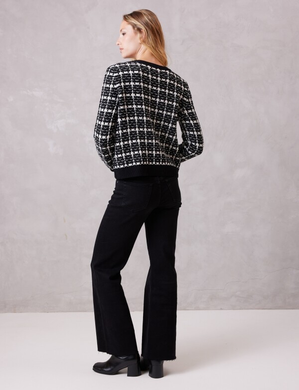 Cardigan Houndstooth NEGRO/BLANCO