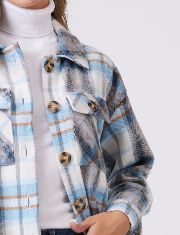 Sobrecamisa Larga Cuadros MULTI/CELESTE