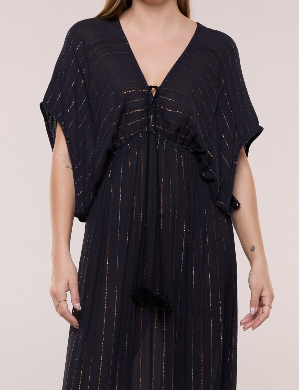 Vestido Maxi Detalle En Lurex NEGRO