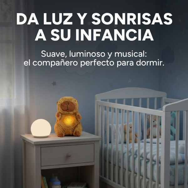 Peluche Tranquiliza Capibara Respira Luz Musica Bebe Perro Diseño Capibara