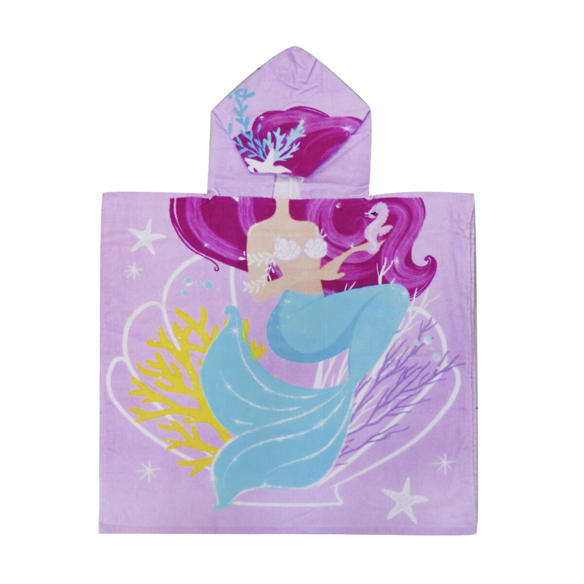 Bata Poncho Infantil Varios Diseños 100% Algodón 60 x 60 cm - Sirenas 