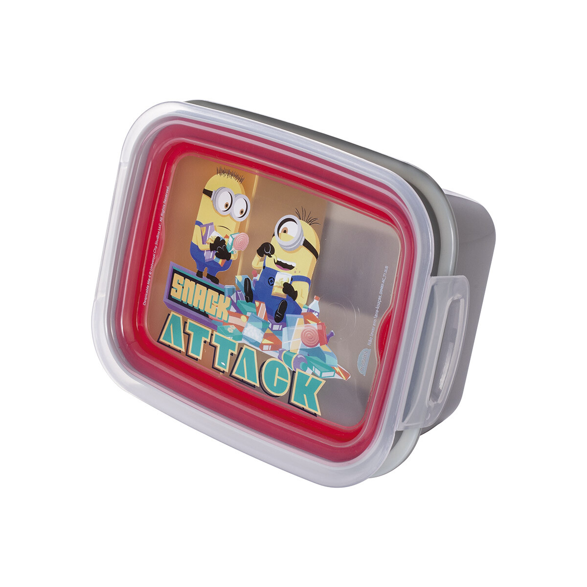 Pote Plástico Minions Con Traba y División 630 ml - GRIS 