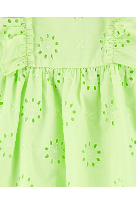 Vestido de algodón con volantes y ojales. Talles 0-24M Sin color