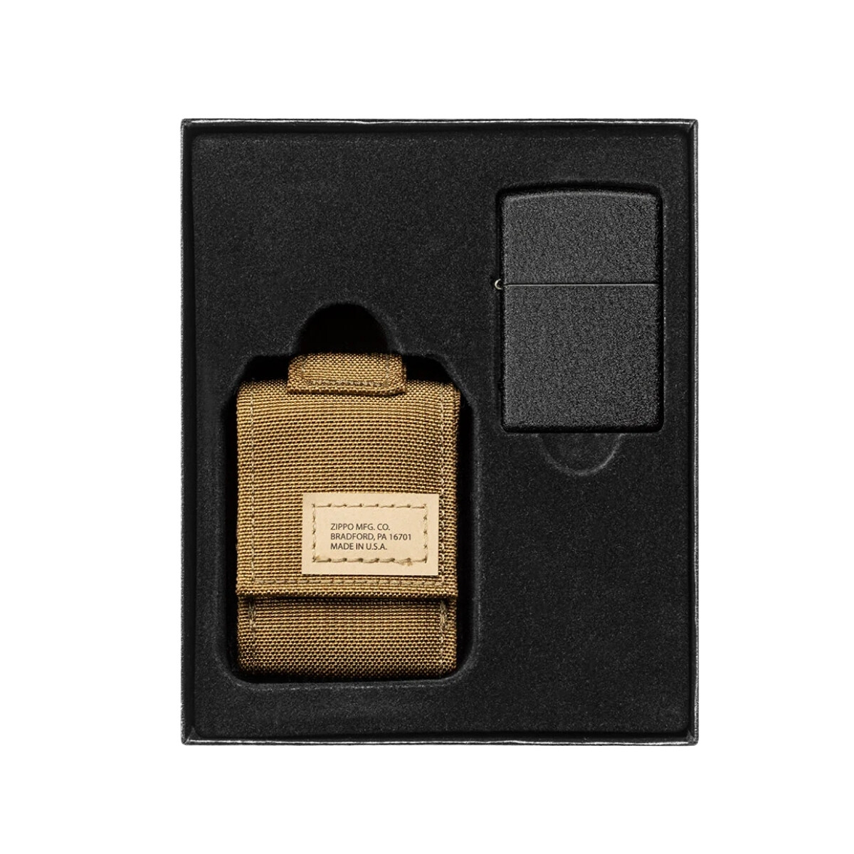 Encendedor Zippo Crackle Black + funda táctica - Coyote 