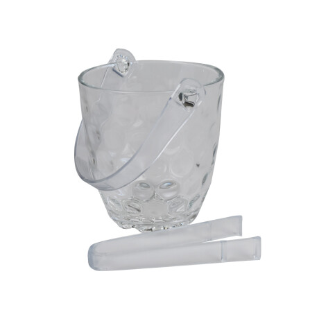 Hielera de vidrio labrado con asa y pinzas de acrilico Hielera de vidrio labrado con asa y pinzas de acrilico