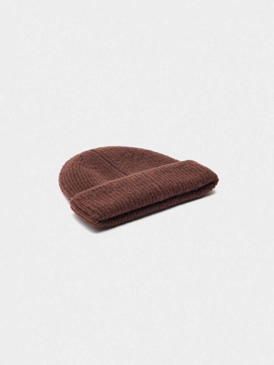 Gorro Canalado Con Dobladillo marron