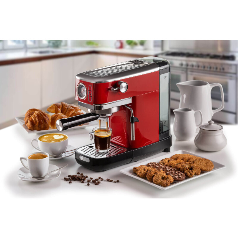 Cafetera Ariete Moderna Espresso con Manómetro Rojo Cafetera Ariete Moderna Espresso con Manómetro Rojo