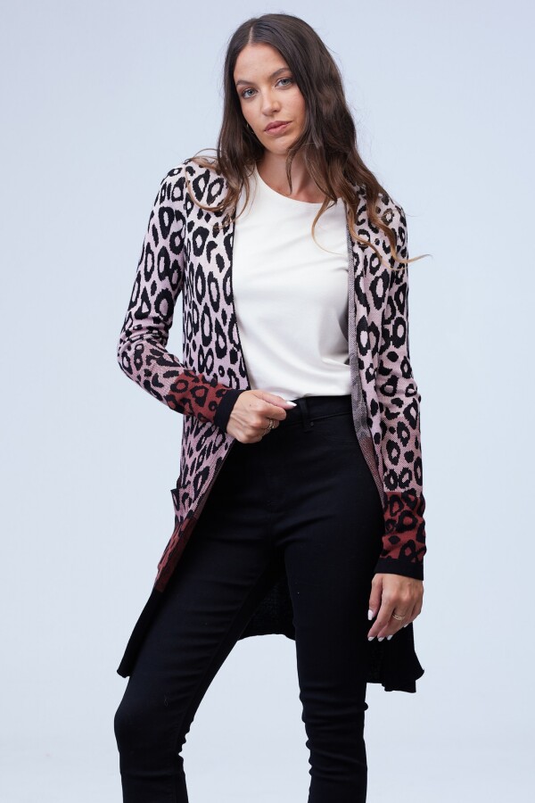 Cardigan Print NEGRO/ROSA