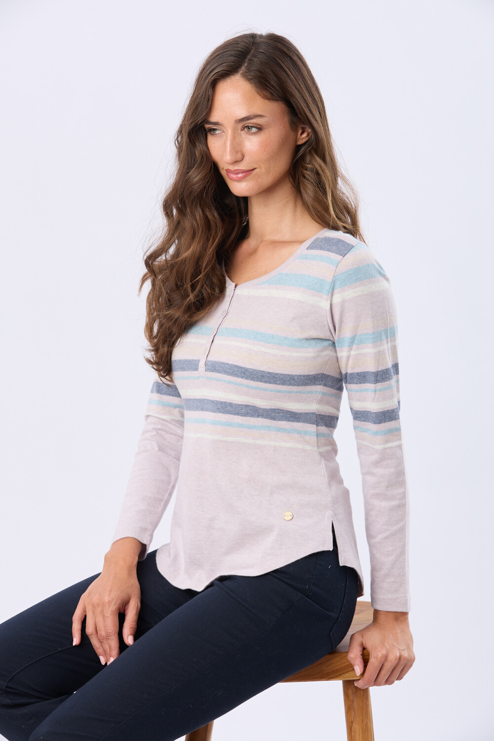 REMERA RAYADA DE ALGODÓN Lavanda