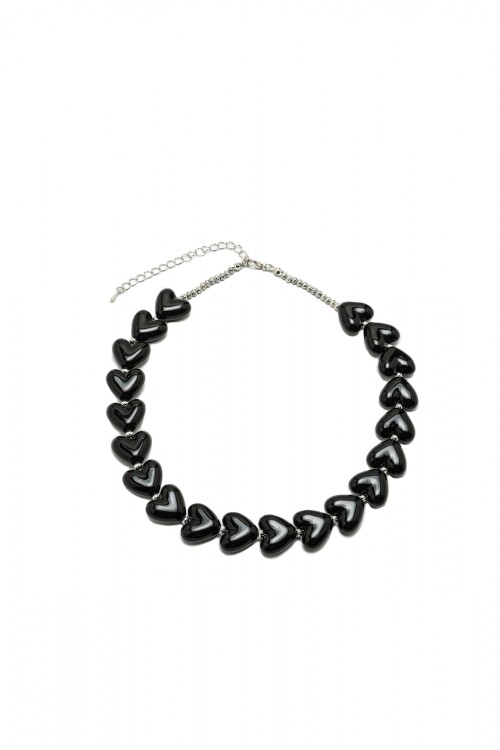 Collar Corazones Negro