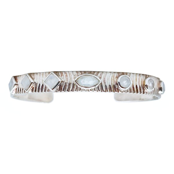 Brazalete Pune- Plata 925 rodinada-Piedra Luna-BR2020 conpiedra