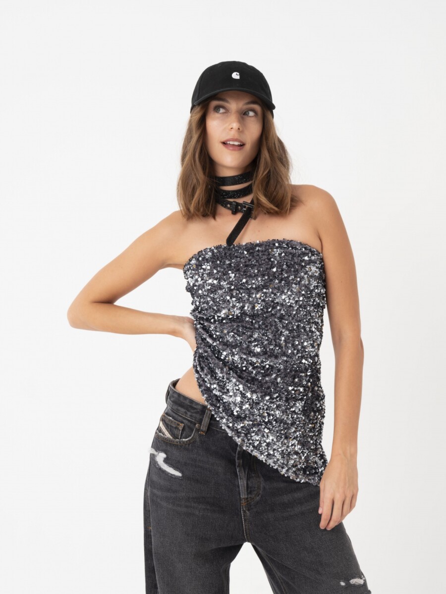 TOP STRAPLESS ASIMéTRICO 