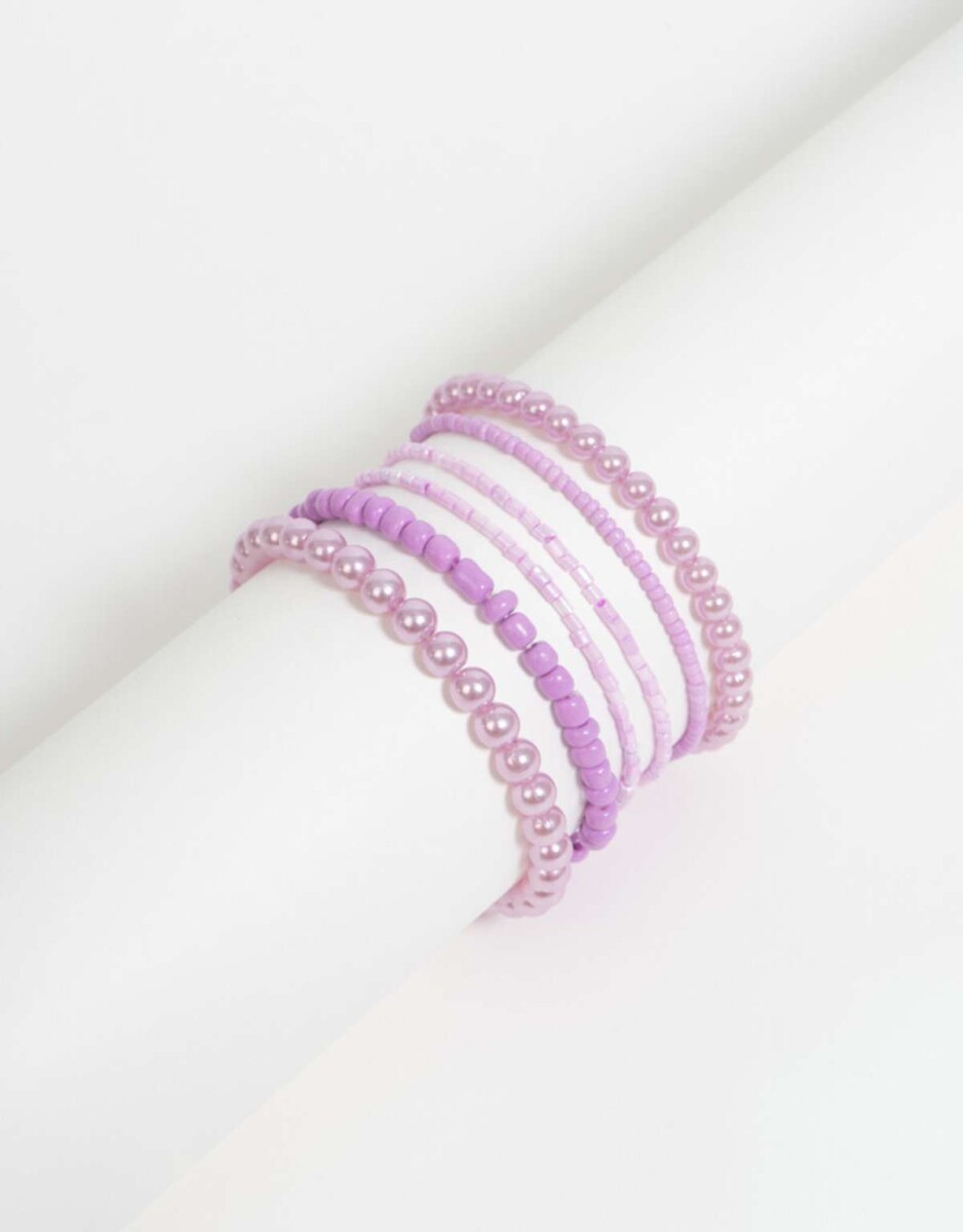 Set De Pulseras Con Mostacillas - Combinación Bicolor 