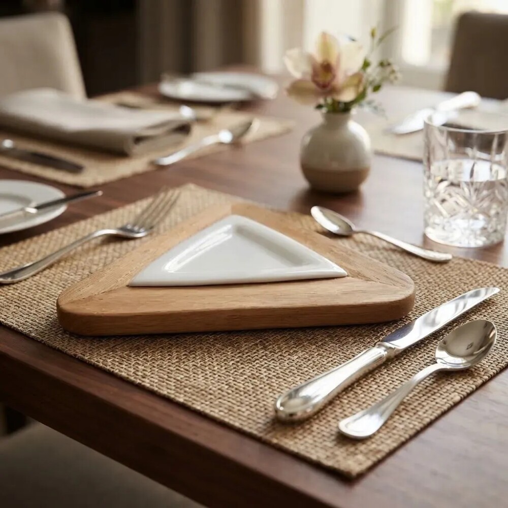 Plato triangular con base Eucaliptus 40 cms Plato triangular con base Eucaliptus 40 cms