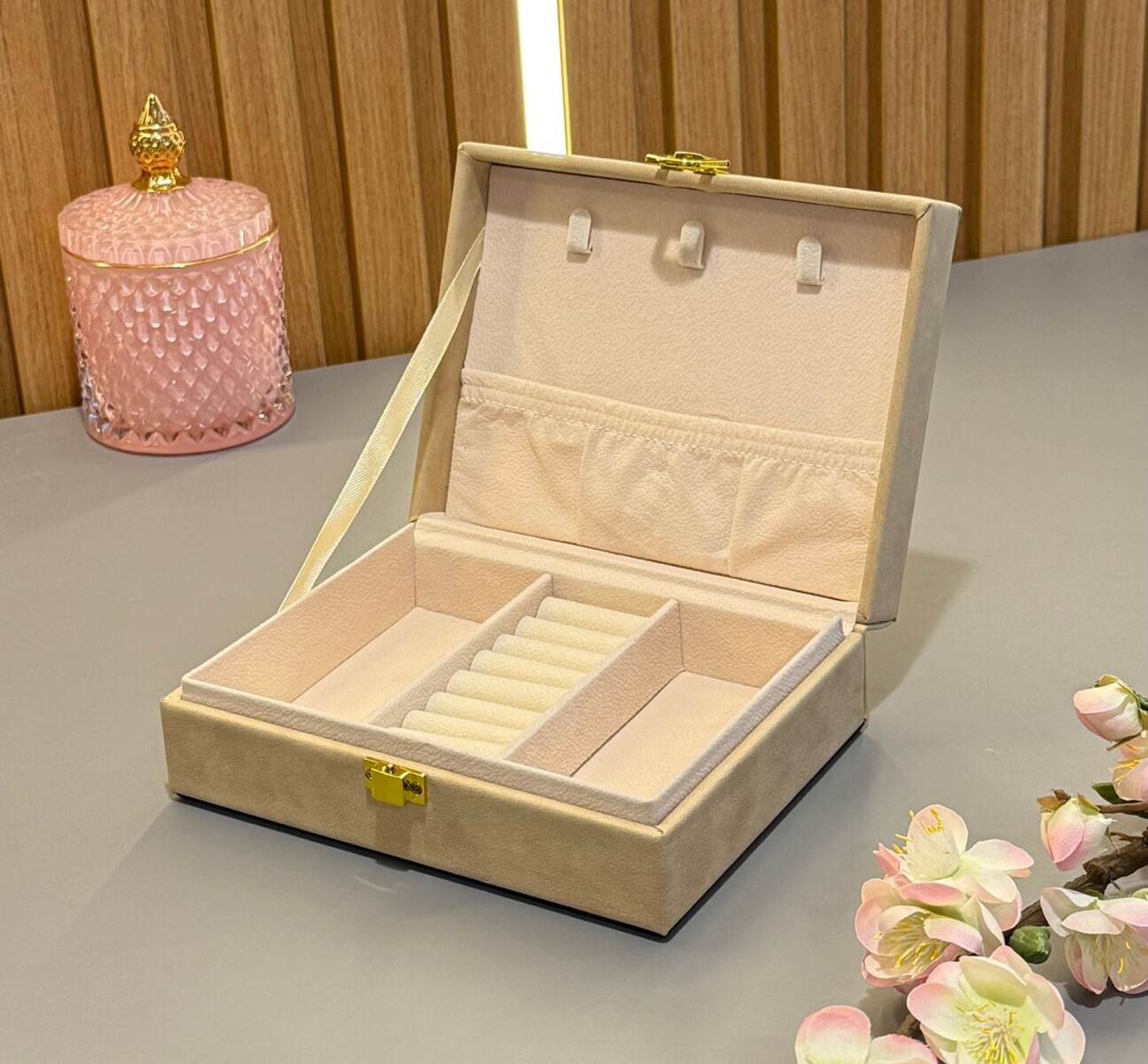 Joyero Organizador Cuero Sintético Alto 6cm x Largo 17cm x Ancho 13cm 