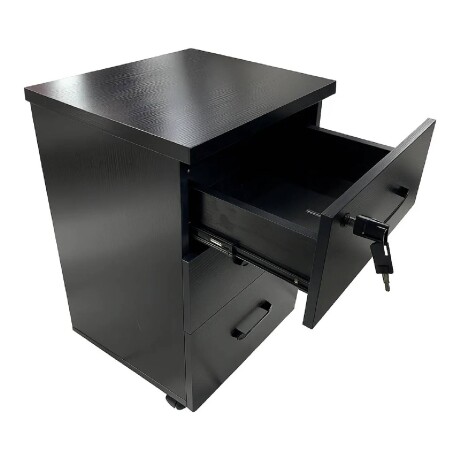Cajonera con Llave de Madera Melaminico x3 cajones Negro