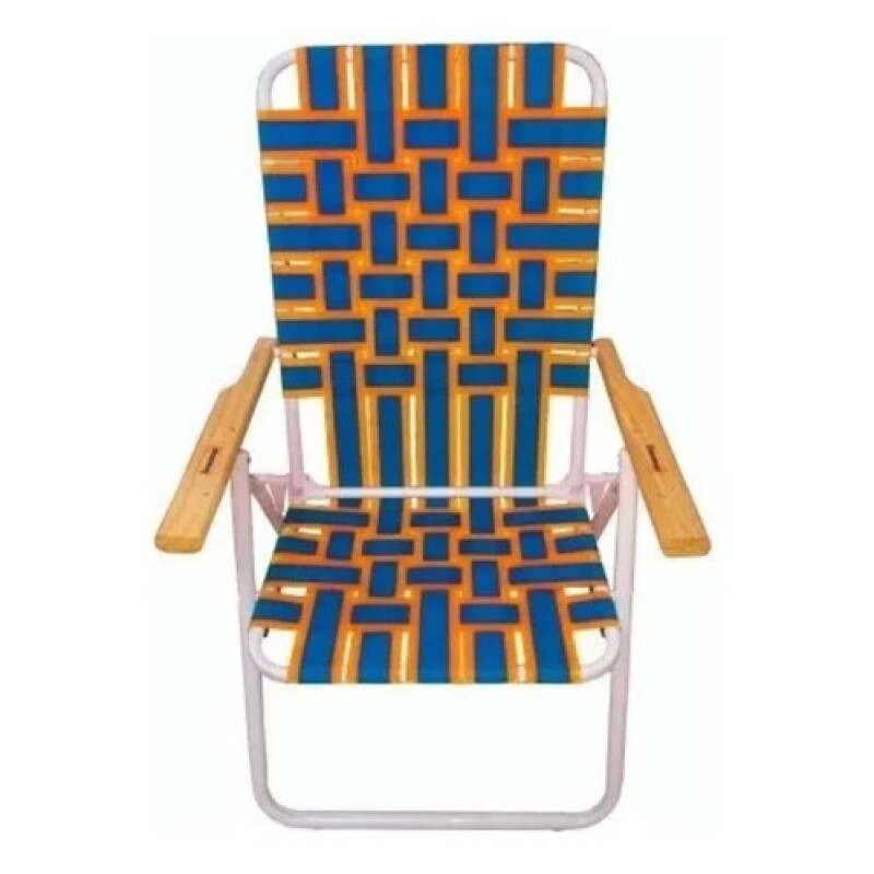 Reposera Playa Acero Epoxi Con Cinta Reforzada Azul y Naranja Reposera Playa Acero Epoxi Con Cinta Reforzada Azul Y Naranja