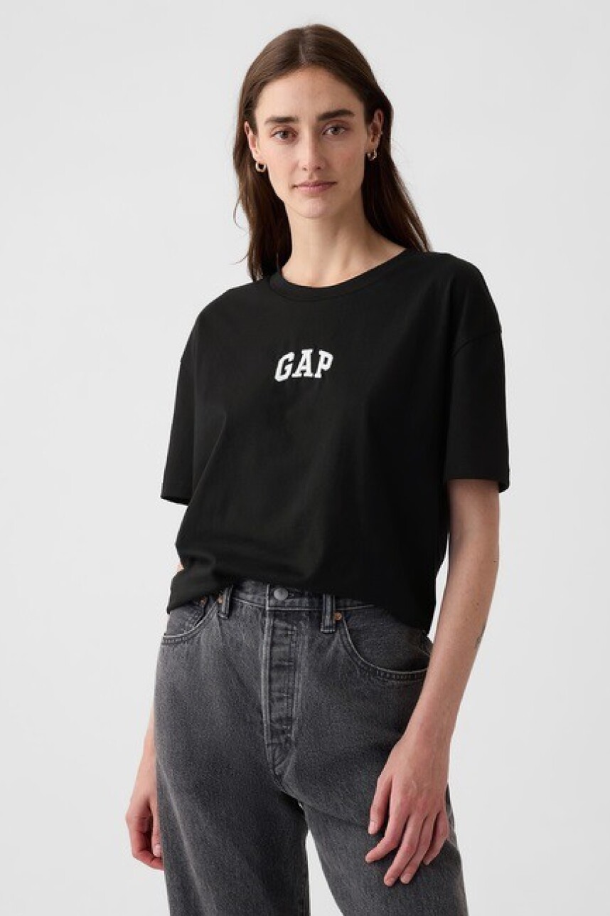 Remera Boyfriend Logo Gap Mujer Black