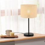 LAMPARA DE MESA D25x45CM TEJIDO/METAL BEIGE/NEGRO LAMPARA DE MESA D25x45CM TEJIDO/METAL BEIGE/NEGRO