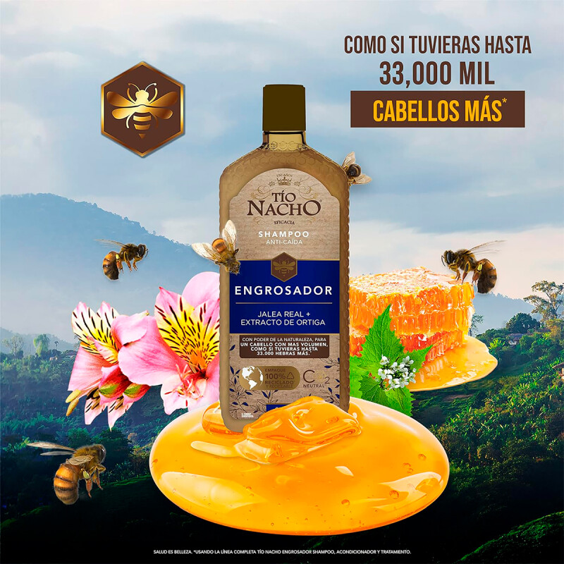 Pack Shampoo y Acondicionador Engrosador Jalea Real y Extracto de Ortiga Tío Nacho de 415 ML Pack Shampoo y Acondicionador Engrosador Jalea Real y Extracto de Ortiga Tío Nacho de 415 ML