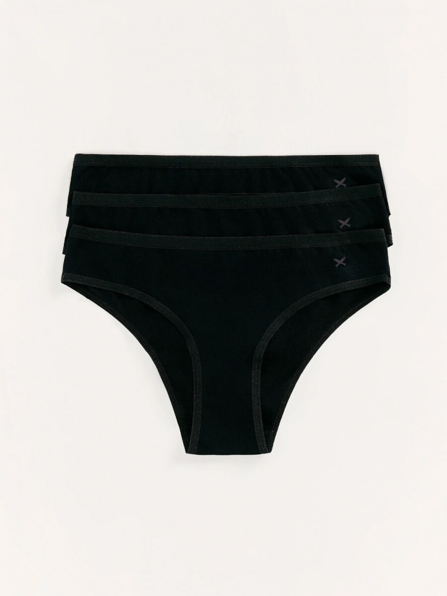 KIT DE 3 BOMBACHAS DE ALGODÓN - NEGRO 