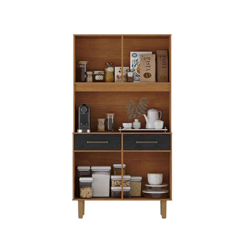 Kit mueble de cocina Pop Plus 4 puertas 2 cajones Negro / Marrón