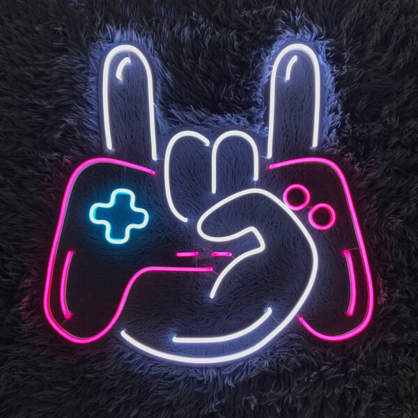 Letrero Neon Gamer Mano Con Gamepad Usb LETRERO NEON "MANO CON GAMEPAD" HY-7852
