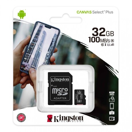 MICRO SD + ADAPTADOR 32GB KINGSTON CLASE 10 CANVAS PLUS Negro