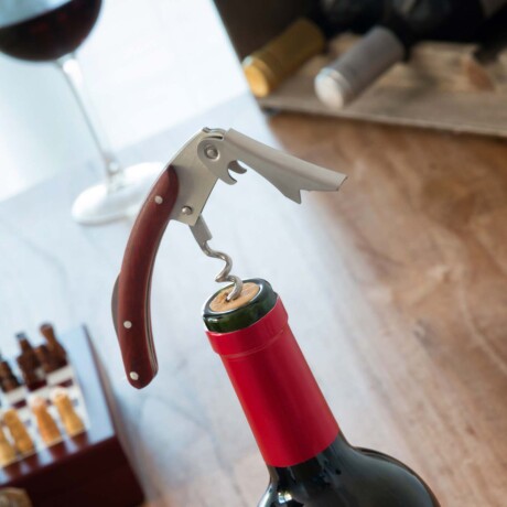 SET ACCESORIOS VINO ACERO-INOXIDABLE-Y-MADERA MARRON V0100602
