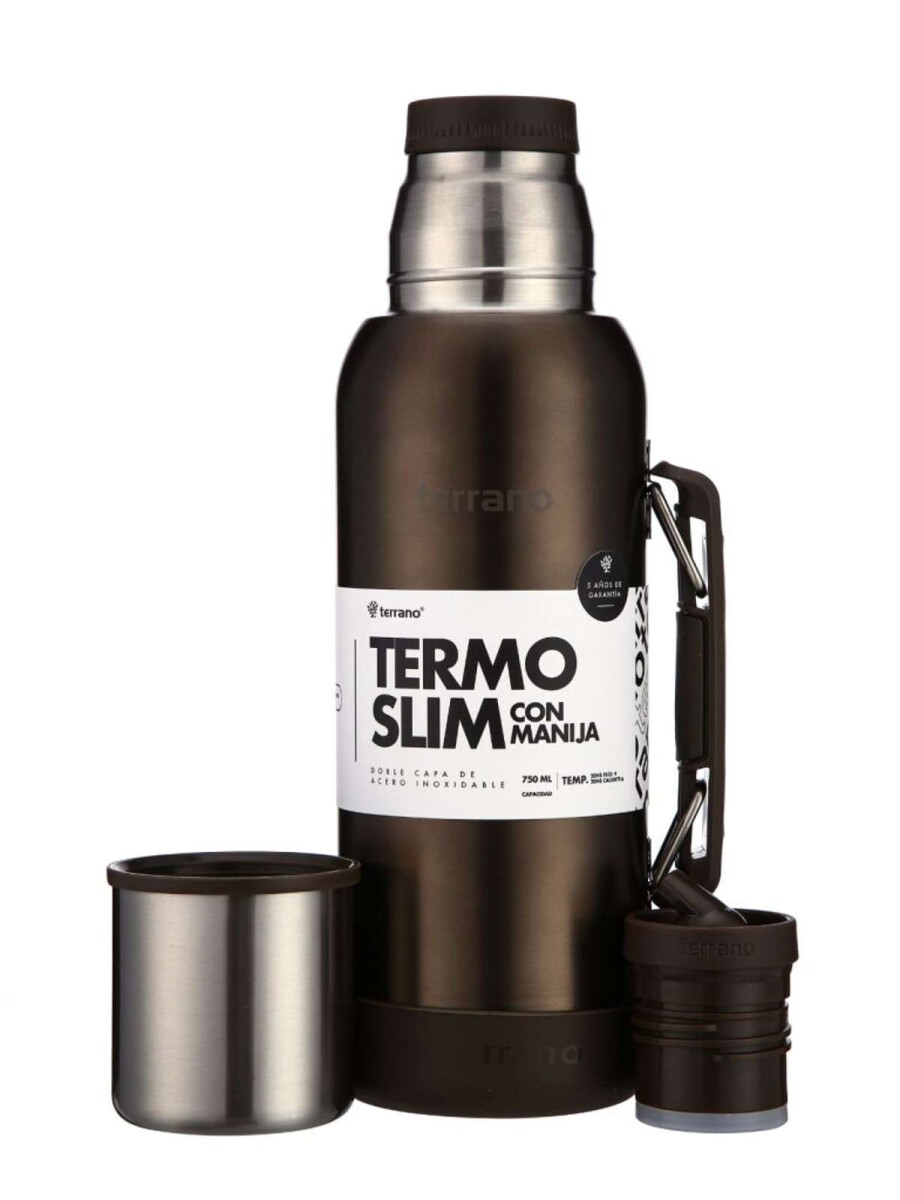 Termo Slim 750Ml. Con Base Silicona - Marrón Metalizado 
