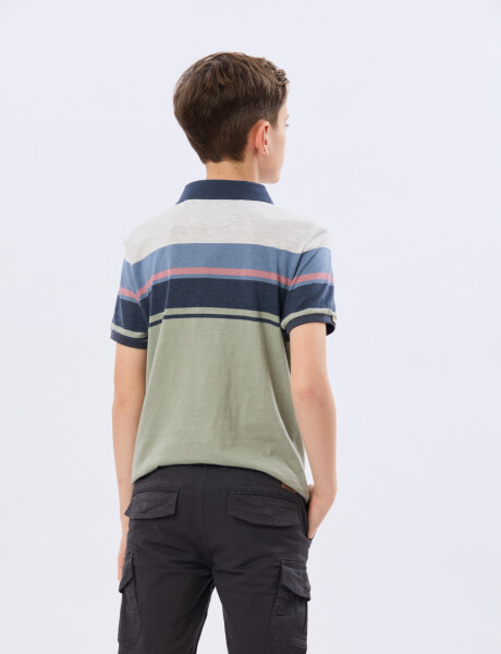 REMERA POLO RAYADA DE ALGODÓN Verde